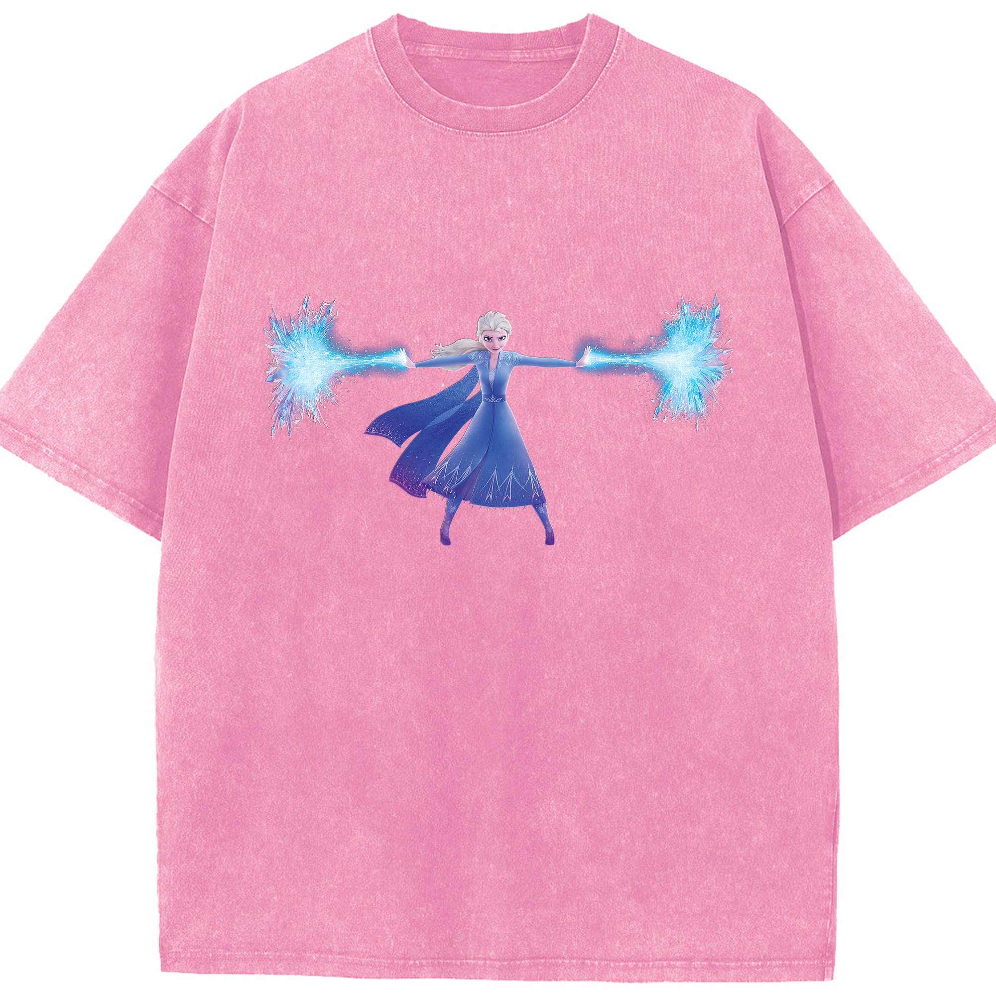 （画像用） アナと雪の女王 アンナ エルサ Frozen Anna Elsa 綿100% ヴィンテージ風 半袖Tシャツ（フロントプリント）